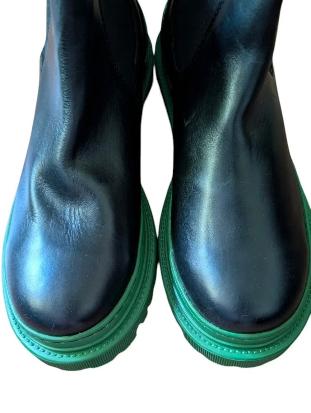 Steve Madden Men's Black Chelsea Boots with Green Lug Sole Sz 9 Grunge